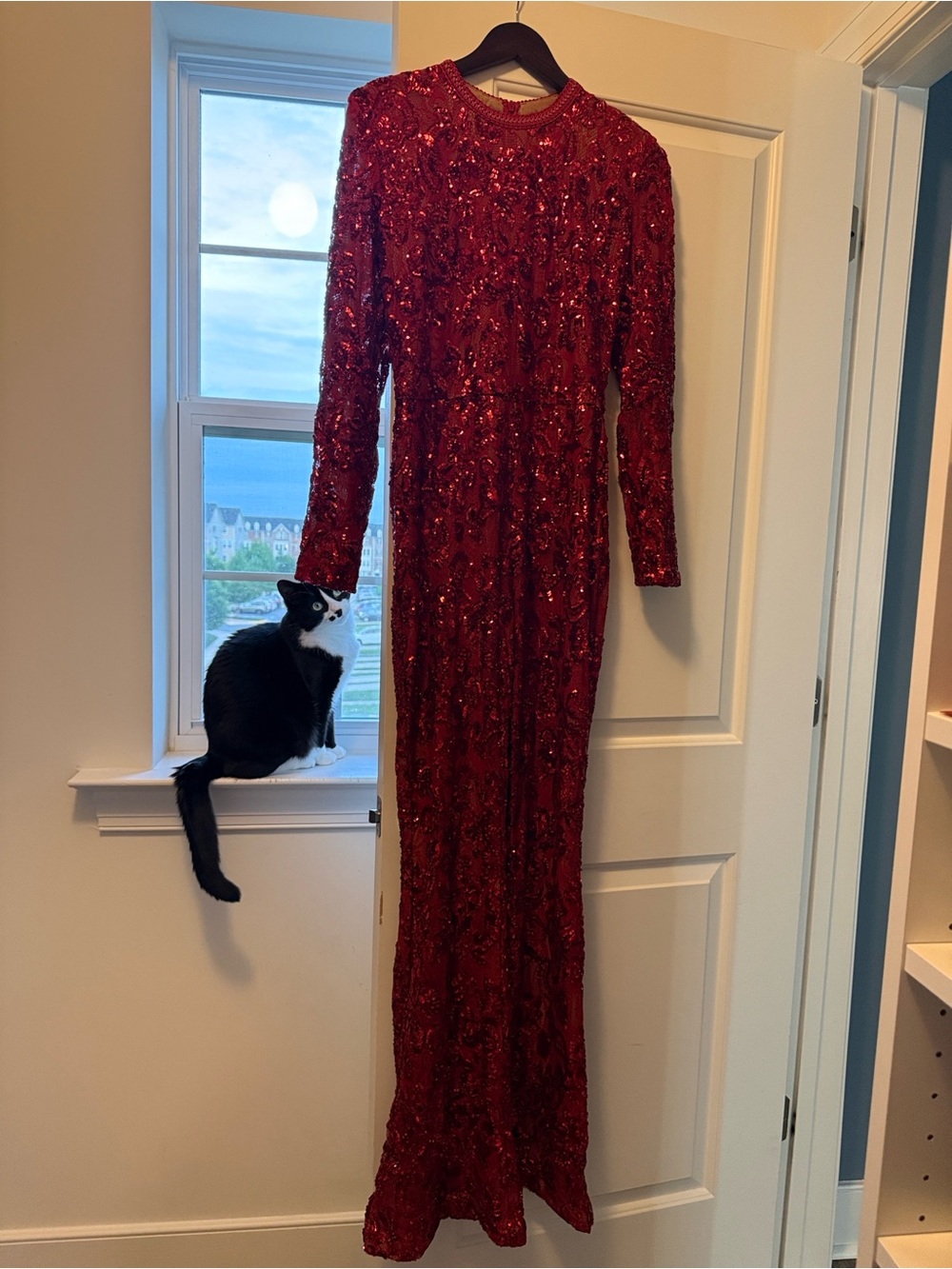 Nadine Merabi red sequin Jumpsuit - Picture 3 of 6